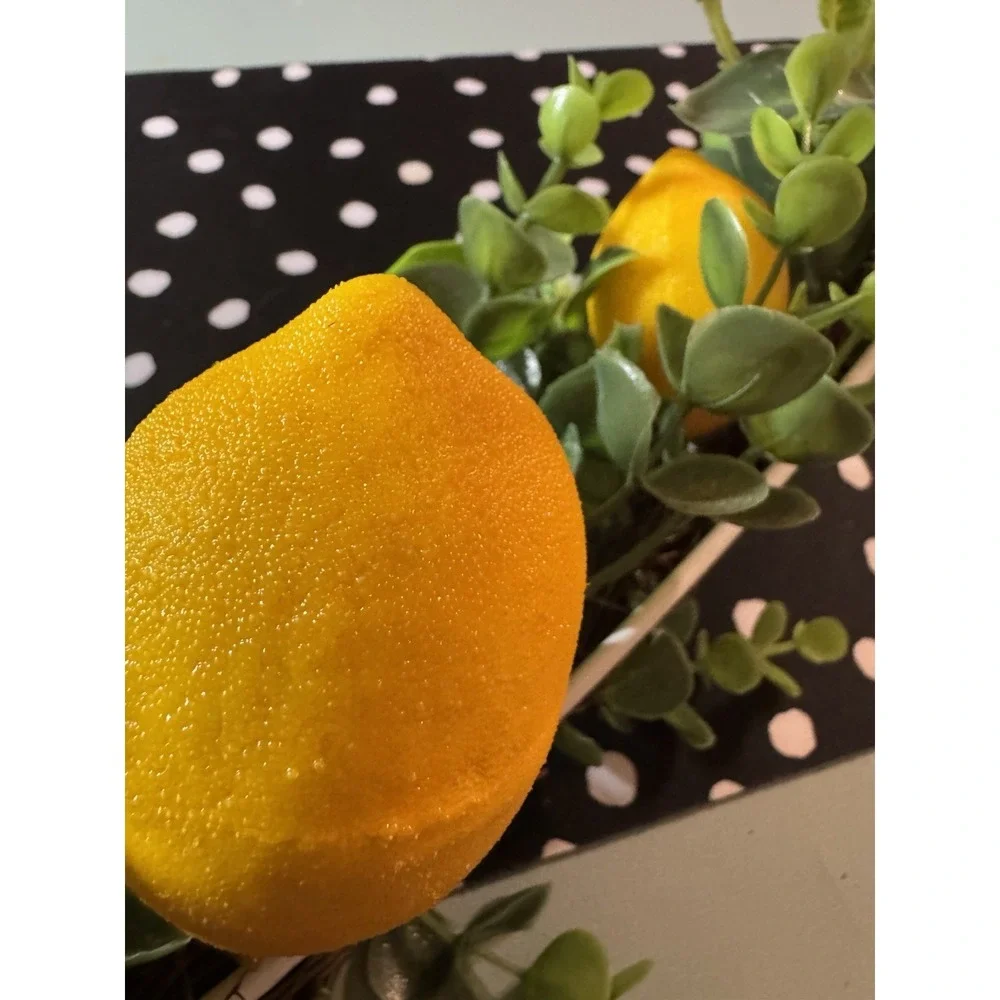 Plastic Lemon and Greenery Door Hanger, Wall hanger, Outdoor Indoor Decor 12 in